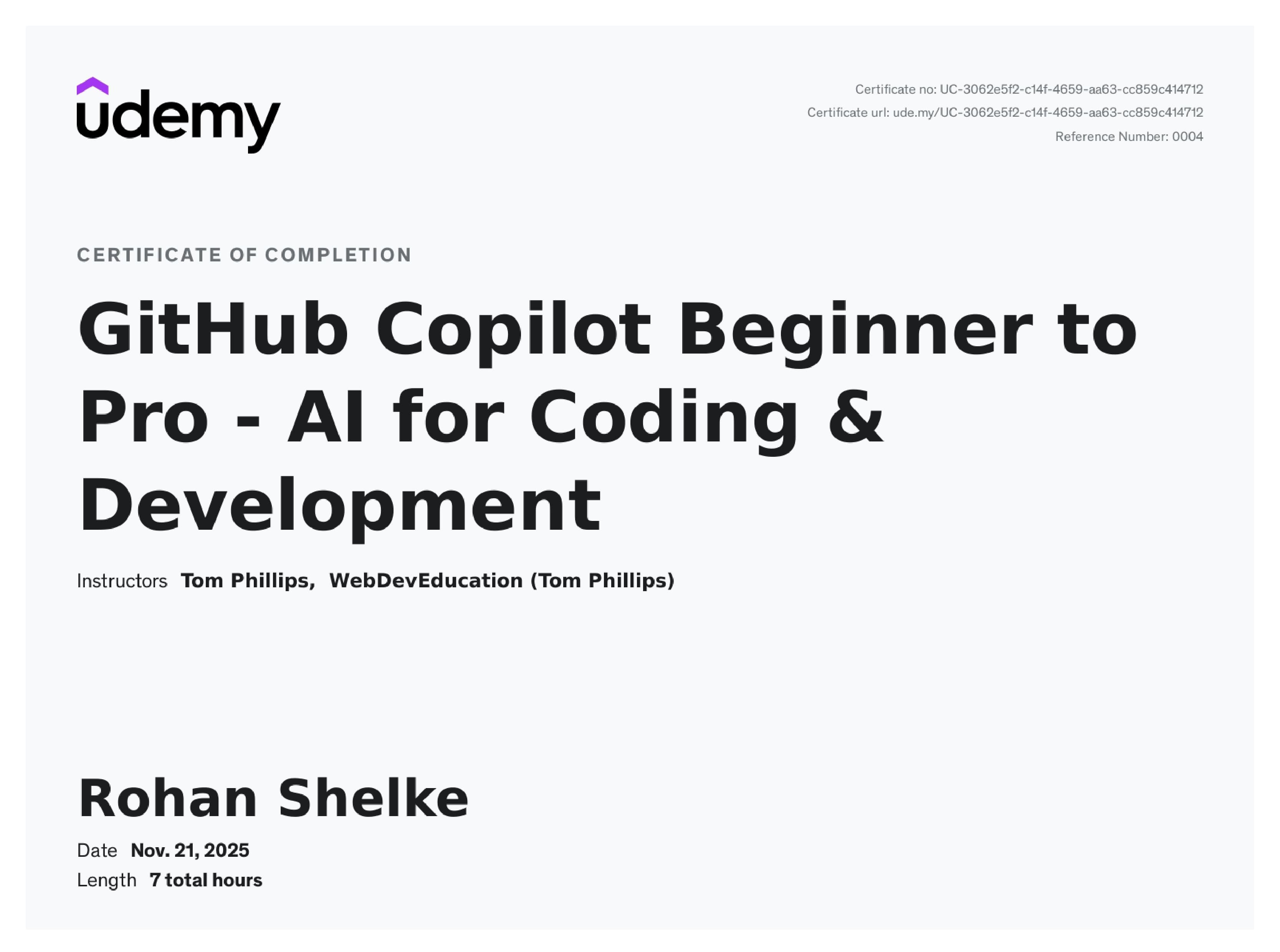 GitHub Copilot certificate